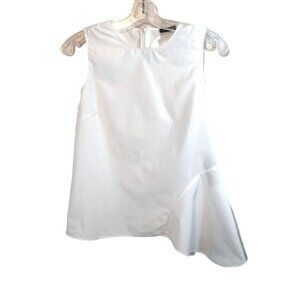 Massimo Dutti Sleeveless White Cotton Asymmetrical Top  Ladies Xsm